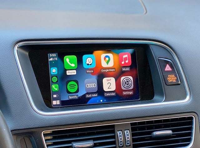Apple CarPlay system for Audi, providing advanced features and seamless integration with the vehicle's infotainment system.