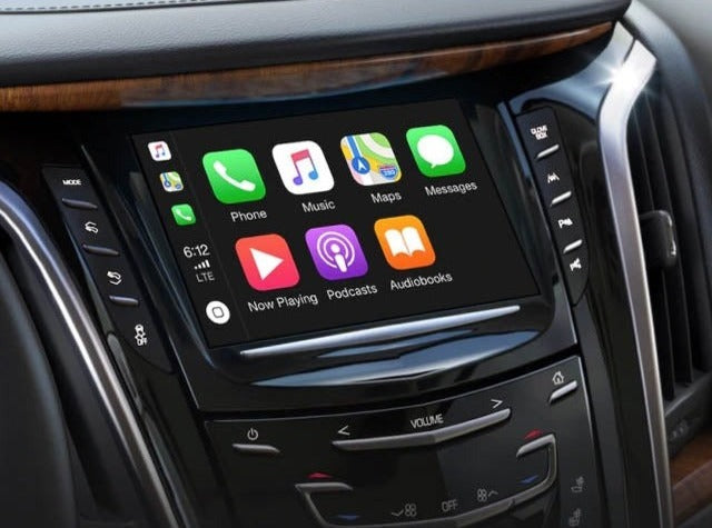 Apple CarPlay system for Cadillac, providing advanced connectivity and seamless integration with the vehicle's infotainment system.